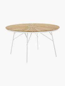 Table de jardin ronde en bois de teck Hard & Ellen, tailles variées, Teck, blanc, Ø 110 x haut. 73 cm