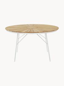 Table de jardin ronde en bois de teck Hard & Ellen, tailles variées, Teck, blanc, Ø 110 x haut. 73 cm