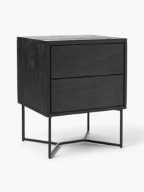 Mesita de noche de madera de mango Luca, Estructura: metal con pintura en polv, Madera de mango lacada en negro, An 45 x Al 57 cm