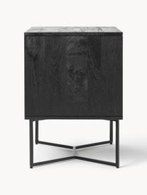 Nachttisch Luca aus Mangoholz mit Schubladen, Gestell: Metall, pulverbeschichtet, Mangoholz schwarz lackiert, Schwarz, B 45 x H 57 cm