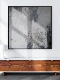 Quadro su tela incorniciato Speculation, Immagine: tela, Cornice: legno, Tonalità grigie, Larg. 103 x Alt. 103 cm