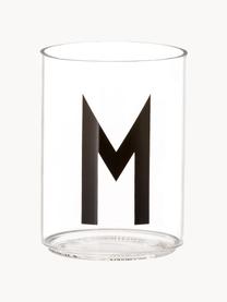 Dizajnový pohár na vodu s písmenami Personal (varianty od A po Z), Borosilikátové sklo, Priehľadná, čierna, Pohár na vodu A, 300 ml