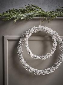 Couronne de Noël artisanale Winter, tailles variées, Plastique, Blanc cassé, Ø 33 cm