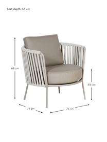 Fauteuil lounge de jardin avec assise rembourrée Sunderland, Taupe, taupe clair, larg. 73 x prof. 74 cm