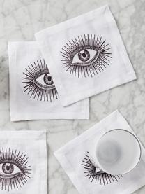 Designer Cocktail-Leinen-Servietten Eyes, 4 Stück, Leinen, Schwarz, Weiß, B 15 x L 15 cm