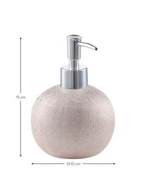 Dispenser sapone in gres Glitter, Contenitore: gres, Testa della pompa: metallo, Dorato rosa, Ø 10 x Alt. 15 cm