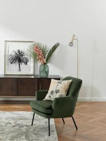 Fluwelen fauteuil Chisa in groen, Bekleding: polyester (fluweel), Poten: gepoedercoat metaal, Bosgroen, B 68 x H 73 cm