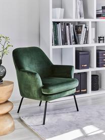 Fauteuil cocktail en velours vert Chisa, Vert forêt, larg. 68 x prof. 73 cm