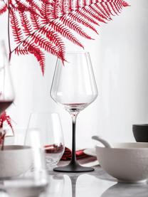 Kristallen rode wijnglazen Manufacture Rock, 4 stuks, Kristalglas, Transparant, zwart, Ø 10 x H 23 cm, 490 ml
