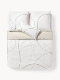 Funda nórdica de percal Ciana, Blanco crema, Cama 90 cm (155 x 220 cm)