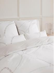 Funda nórdica de percal Ciana, Blanco crema, Cama 90 cm (155 x 220 cm)