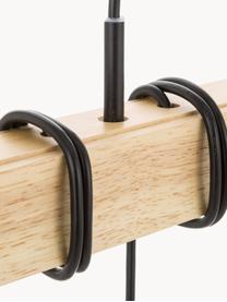 Grote hanglamp Townshend van hout, Baldakijn: gelakt staal, Zwart, rubberhout, B 100 x D 10 cm