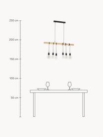 Lámpara de techo grande de madera Townshend, Casquillo: acero, pintado, Anclaje: acero, pintado, Cable: plástico, Negro, madera de caucho, An 100 x F 10 cm