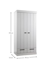 Armoire 2 portes battantes gris clair Connect, Gris clair, larg. 94 x haut. 195 cm