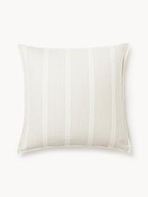 Gestreifter Flanell-Kopfkissenbezug Belinda, Webart: Flanell, Hellbeige, Off White, B 40 x L 80 cm