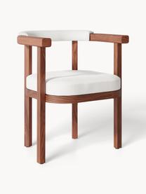 Sedia con braccioli da giardino Matheus, Rivestimento: 100% cotone Il rivestimen, Struttura: legno massiccio di acacia, Tessuto bianco latte, legno di acacia, Larg. 62 x Prof. 57 cm