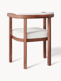 Sedia con braccioli da giardino Matheus, Rivestimento: 100% cotone Il rivestimen, Struttura: legno massiccio di acacia, Tessuto bianco latte, legno di acacia, Larg. 62 x Prof. 57 cm