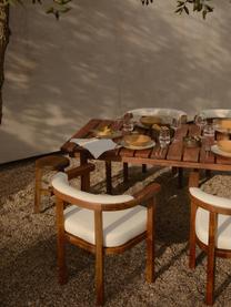 Tuin armstoel Matheus, Frame: massief acaciahout, metaa, Geweven stof gebroken wit, acaciahout, B 62 x D 57 cm