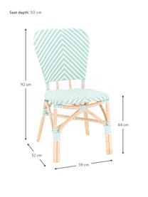 Krzesło ogrodowe Bistrot, Tapicerka: tkanina, Stelaż: rattan, Zielony, biały, S 59 x G 52 cm