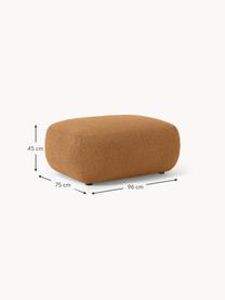 Puf reposapiés en tejido bouclé Sofia, Tapizado: tejido bouclé (100% polié, Estructura: madera de abeto, tablero , Patas: plástico Este producto es, Bouclé marrón claro, An 75 x F 96 cm