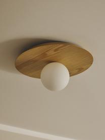 Kinkiet/lampa sufitowa o wyglądzie drewna Starling, Jasny brązowy, biały, Ø 33 x G 14 cm