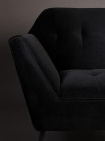 Fluwelen fauteuil Kate in zwart, Bekleding: polyester (fluweel), Poten: gepoedercoat metaal met d, Fluweel zwart, 95 x 79 cm