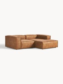 Canapé d'angle modulable en cuir recyclé Lennon, Cuir brun, larg. 238 x prof. 180 cm, méridienne à droite
