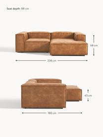 Modulaire hoekbank Lennon van gerecycled leer, Bekleding: gerecycled leer (70% leer, Frame: massief hout, multiplex, Poten: kunststof Dit product is , Leer bruin, B 238 x D 180 cm, hoekdeel rechts