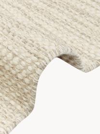 Handgewebter Wollläufer Asko, meliert, Flor: 90 % Wolle, 10 % Baumwoll, Hellbeige, B 80 x L 250 cm