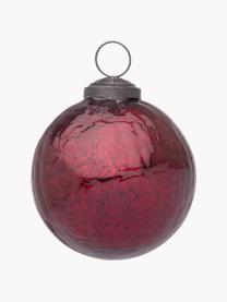 Palline albero di Natale Brill 4 pz, Vetro, Rosso vino maculato, Ø 10 x Alt. 10 cm