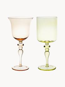 Mondgeblazen wijnglazen Diseguale, set van 6, Mondgeblazen glas, Meerkleurig, transparant, Ø 8 x H 20 cm, 200 ml