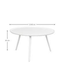 Mesa de centro Daisy, Tablero: tablero de fibras de dens, Patas: madera de caucho pintada, Blanco, Ø 80 cm