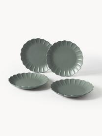 Assiettes plates Sabina, 4 pièces, Grès, Vert foncé, mat, Ø 27 cm