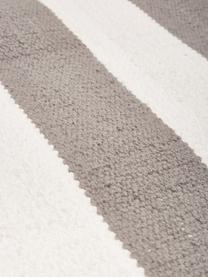 Gestreifter Baumwollteppich Blocker in Grau/Weiß, handgewebt, 100% Baumwolle, Cremeweiß/Hellgrau, B 160 x L 230 cm (Größe M)