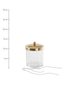 Aufbewahrungsdose Charlisa in Messingfarben/Transparent, Dose: Zierglas, Deckel: Metall, beschichtet, Messingfarben, Transparent, B 10 x H 13 cm