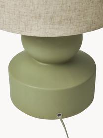 Grote keramische tafellamp Georgina, Lampenkap: textiel, Lampvoet: keramiek, Decoratie: vermessingd metaal, Beige, groen, Ø 33 x H 52 cm