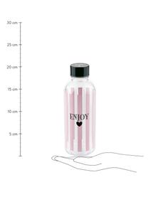 Trinkflasche Enjoy, Kunststoff, frei von BPA, BPS und Phthalaten, Flasche: Transparent, Rosa, Schwarz Deckel: Schwarz, Ø 8 x H 21 cm