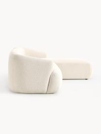 Sofá rinconera modular en tejido bouclé Sofia (3 plazas), Tapizado: tejido bouclé (100% polié, Estructura: madera de abeto, tablero , Patas: plástico Este producto es, Bouclé blanco Off White, An 277 x F 185 cm, chaise longue derecha