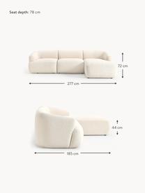 Sofá rinconera modular en tejido bouclé Sofia (3 plazas), Tapizado: tejido bouclé (100% polié, Estructura: madera de abeto, tablero , Patas: plástico Este producto es, Bouclé blanco Off White, An 277 x F 185 cm, chaise longue derecha