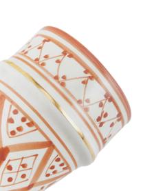 Ręcznie wykonany kubek Beldi, Ceramika, Pomarańczowy, odcienie kremowego, złoty, Ø 8 x W 11 cm, 300 ml