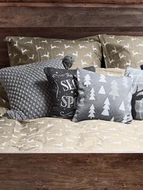Flanelová posteľná bielizeň so sobmi Rudolph, Béžová, biela