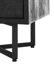 Credenza in legno di mango massiccio nero con ante Luca, Struttura: metallo verniciato a polv, Nero, Larg. 160 x Alt.70 cm