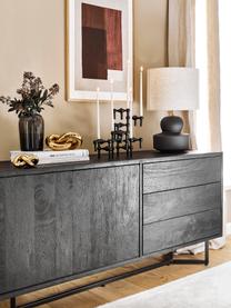 Schwarzes Sideboard Luca mit Türen aus Massivholz, Korpus: Massives Mangoholz, gebür, Gestell: Metall, pulverbeschichtet, Schwarz, B 160 x H 70 cm