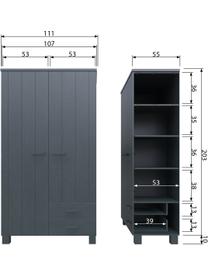 Armario con cajones Dennis, Estructura: madera de pino cepillada , Gris oscuro, An 111 x Al 202 cm