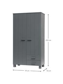 Armadio grigio con cassetti Dennis, Grigio scuro, Larg. 111 x Alt. 202 cm