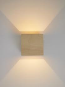 Kleine wandlamp Quad van hout, Lampenkap: hout, Beige, B 10 x H 10 cm