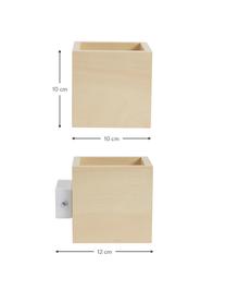 Kleine wandlamp Quad van hout, Lampenkap: hout, Beige, B 10 x H 10 cm