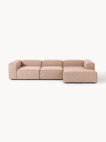 Modulares Ecksofa Lennon aus Leinen-Mix, Bezug: 50 % Viskose, 25 % Leinen, Gestell: Fichtenholz, Sperrholz, m, Leinen-Mix Rostrot, B 327 x T 180 cm, Eckteil links