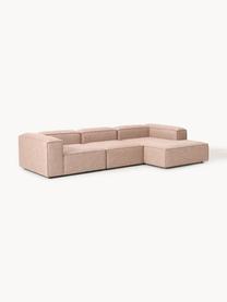 Modulares Ecksofa Lennon aus Leinen-Mix, Bezug: 50 % Viskose, 25 % Leinen, Gestell: Fichtenholz, Sperrholz, m, Füße: Kunststoff Dieses Produkt, Leinen-Mix Rostrot, B 327 x T 180 cm, Eckteil links