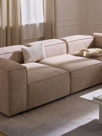 Modulares Ecksofa Lennon aus Leinen-Mix, Bezug: 50 % Viskose, 25 % Leinen, Gestell: Fichtenholz, Sperrholz, m, Leinen-Mix Rostrot, B 327 x T 180 cm, Eckteil links